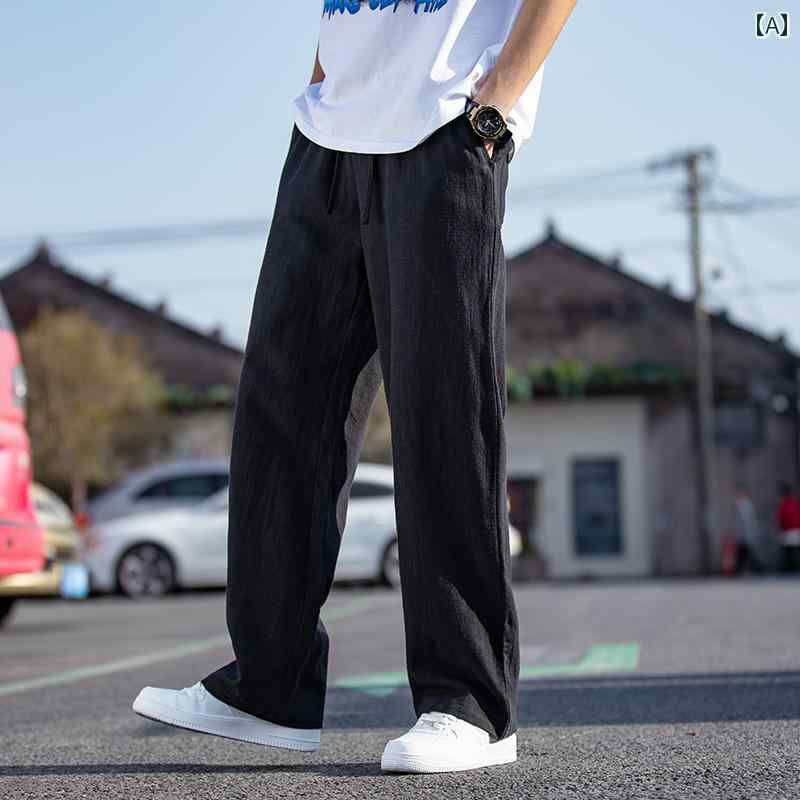 メンズ ファッション 春夏 秋冬 かっこいい オシャレ モテ 男性用 紳士服 服 韓国 シンプル 大人 シティ ボーイ リネン パンツ ビッグ サイズ カジュアル パンツ|YKC8