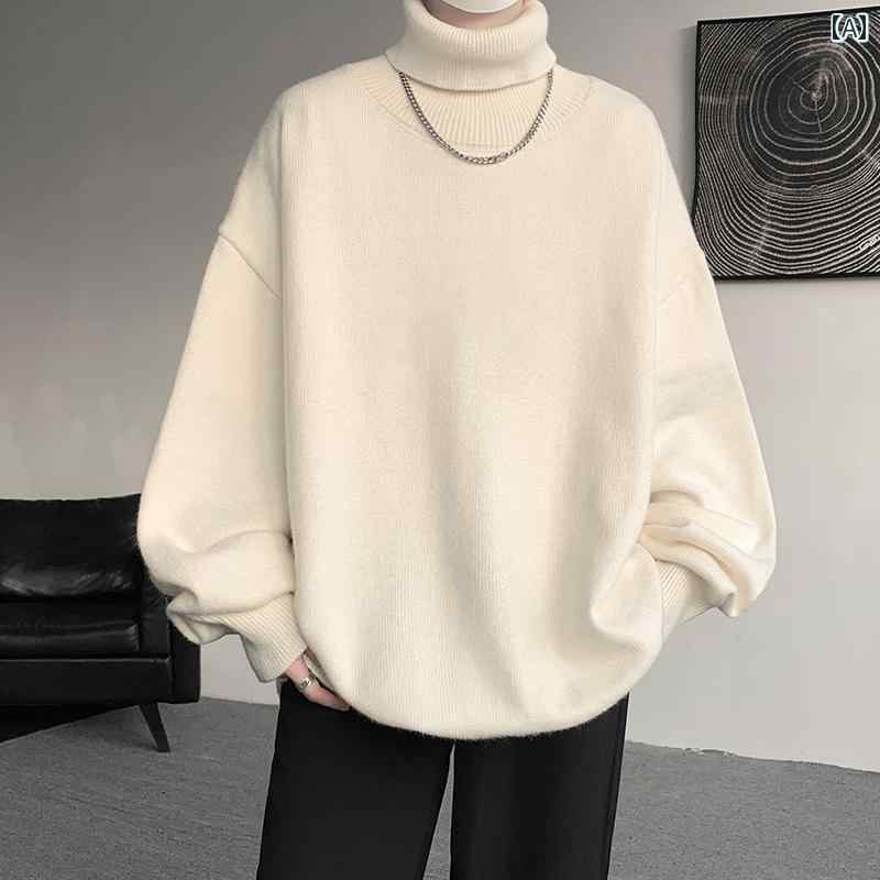 メンズ ファッション 春夏 秋冬 かっこいい オシャレ モテ 男性用 紳士服 服 韓国 シンプル 大人 クリーン フィット フリップアップ タートルネックセーター 特大 サイズナーウェア レイヤリング シャツ トップス