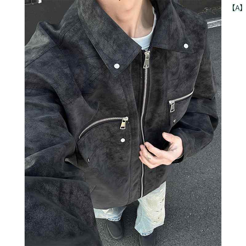 メンズ ファッション 春夏 秋冬 かっこいい オシャレ モテ 男性用 紳士服 服 韓国 シンプル 大人 ジャケット ハイエンド ショート アメリカン ワークウェア レザージャケット|YKC8