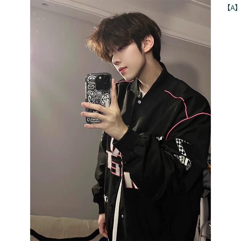 メンズ ファッション 春夏 秋冬 かっこいい オシャレ モテ 男性用 紳士服 服 韓国 シンプル 大人 バイク ジャケットアメリカン ストリート ベースボール ジャケット レーシングスーツ ハイエンド クール ジャケット|YKC8