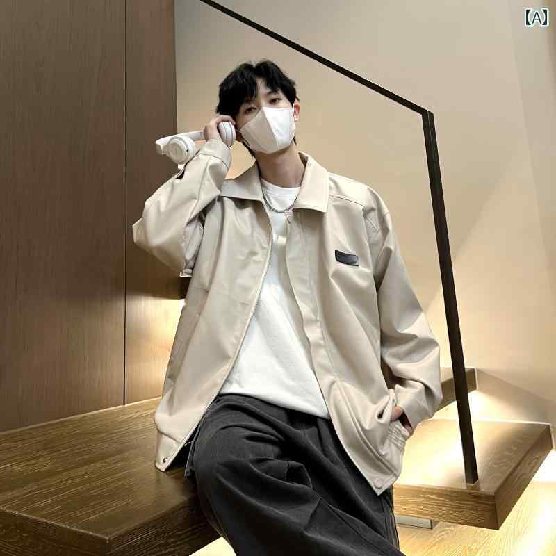 メンズ ファッション 春夏 秋冬 かっこいい オシャレ モテ 男性用 紳士服 服 韓国 シンプル 大人 ラベル ジャケット ライダース 革 ジャケット 革 ジャケット 男性|YKC8