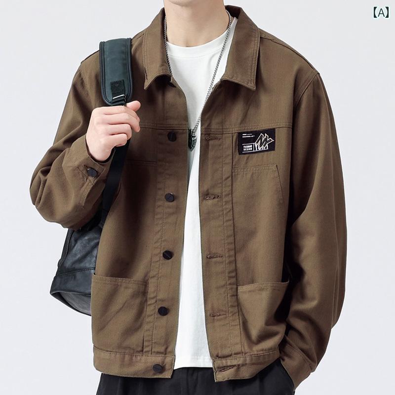 メンズ ファッション 春夏 秋冬 かっこいい オシャレ モテ 男性用 紳士服 服 韓国 シンプル 大人 綿デニムジャケット ワークウェア ジャケット カジュアル トップス｜YKC8