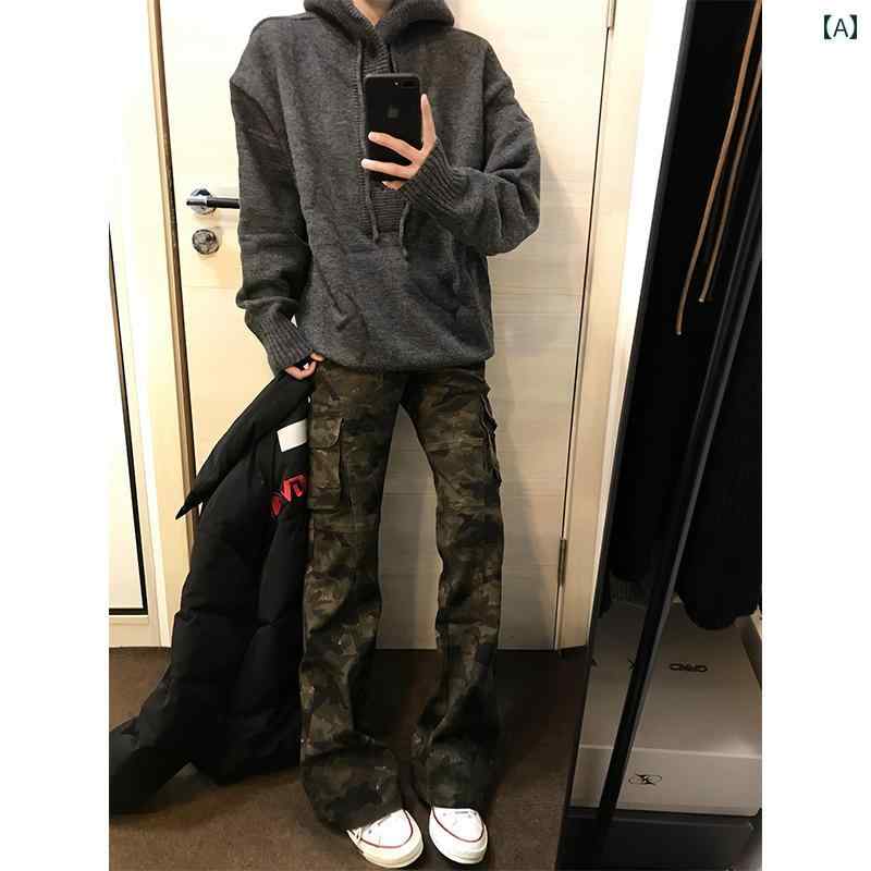 メンズ ファッション 春夏 秋冬 かっこいい オシャレ モテ 男性用 紳士服 服 韓国 シンプル 大人 アメリカン レトロ 迷彩 フレア オーバー オール メンズ 春秋風 ストリート パンツ クリーン フィット スリム ジーンズ