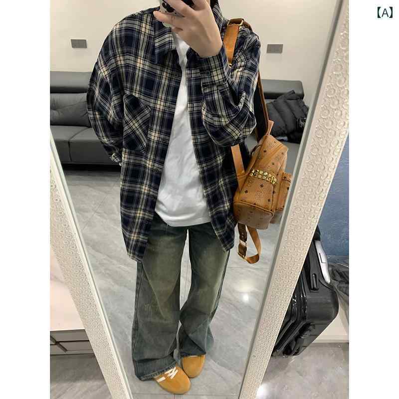 メンズ ファッション 春夏 秋冬 かっこいい オシャレ モテ 男性用 紳士服 服 韓国 シンプル 大人 クリーン フィット ブルー チェック シャツ インナーウェア チェック柄 長袖 トップス 高級 シャツ ジャケット｜YKC8