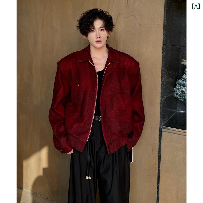 メンズ ファッション 春夏 秋冬 かっこいい オシャレ モテ 男性用 紳士服 服 韓国 シンプル 大人 クリーン フィット レッド ショルダー ショート ジャケット ハイエンド ウェア タイダイ柄 ジャケット｜YKC8 30,012円