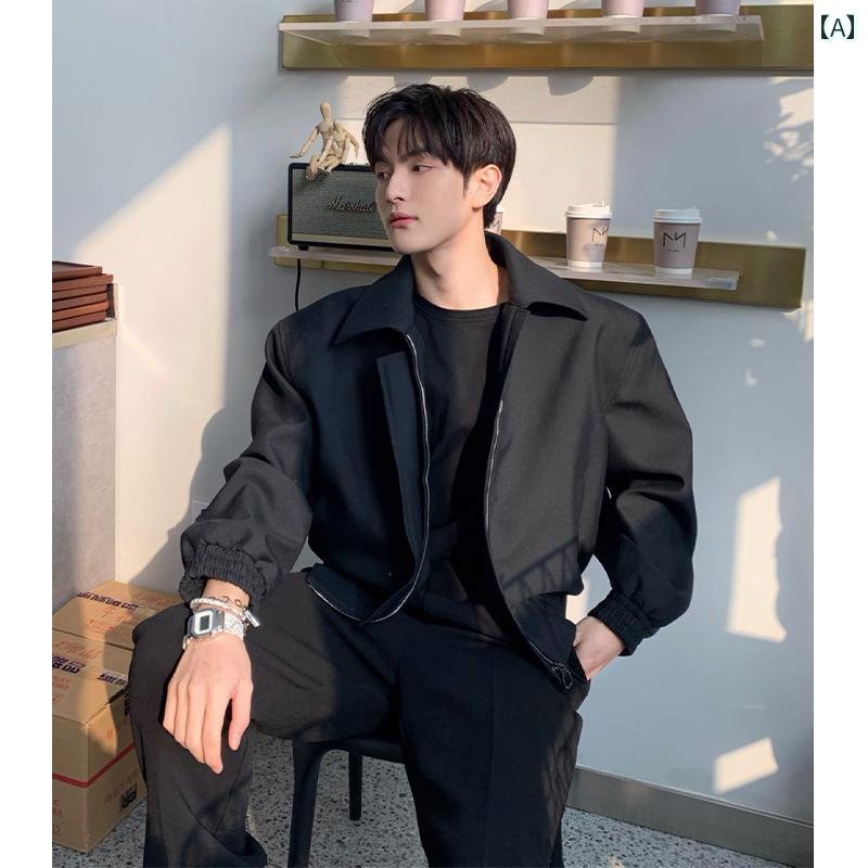 メンズ ファッション 春夏 秋冬 かっこいい オシャレ モテ 男性用 紳士服 服 韓国 シンプル 大人 黒 ショルダー ショート ジャケット 高級 ウェア アメリカン パイロット ジャケット ライダース 服|YKC8