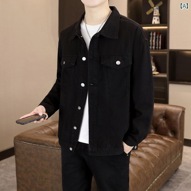 メンズ ファッション 春夏 秋冬 かっこいい オシャレ モテ 男性用 紳士服 服 韓国 シンプル 大人 ブラックデニムジャケット スリム ハイエンド ワークウェア ジャケット｜YKC8