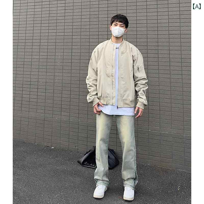 メンズ ファッション 春夏 秋冬 かっこいい オシャレ モテ 男性用 紳士服 服 韓国 シンプル 大人 アメリカン ボンバー ジャケット 若々 ベースボール ジャケット クリーン フィット ワークジャケット｜YKC8