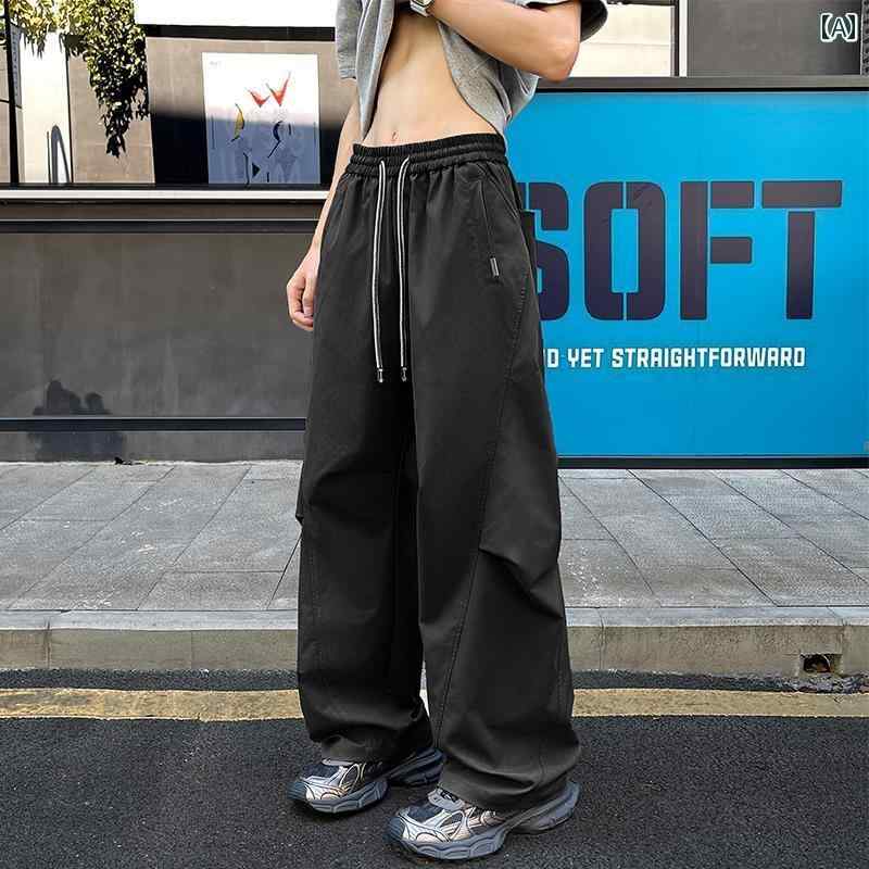メンズ ファッション 春夏 秋冬 かっこいい オシャレ モテ 男性用 紳士服 服 韓国 シンプル 大人 プリーツ　パッチワーク　パンツ　サマー　アメリカン　機能性　モップ　カジュアル　ストレート　ワイド　レッグ　速乾 5,864円