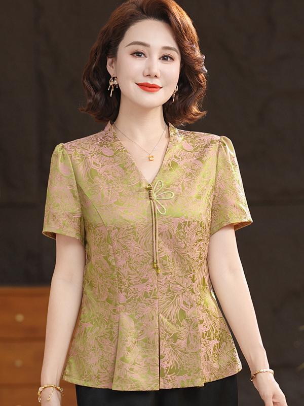 レディース ファッション おしゃれ 春夏 秋冬 大人 上品 高級 マダム ミス ミセス プレゼント 婦人服 母 シャツ 半袖 トップス シンプル 花柄 セット パンツ ズボン ゆったり｜YKC8