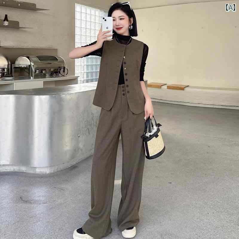 レディース ファッション おしゃれ 春夏 秋　冬 大人 上品 高級 マダム ミス ミセス プレゼント 婦人服　母 　軽量　ベスト　セット　スーツ　ワイド　レッグ　パンツ　ウエスタン　スーツ上品