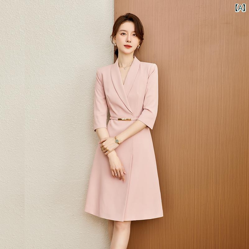 レディース ファッション おしゃれ 春夏 秋 冬 大人 上品 高級 マダム ミス ミセス プレゼント 婦人服 母 高級 スーツ ドレス 有能な 女性 春夏 フォーマルな プロの インタビュー ホストが カメラの 前|YKC8