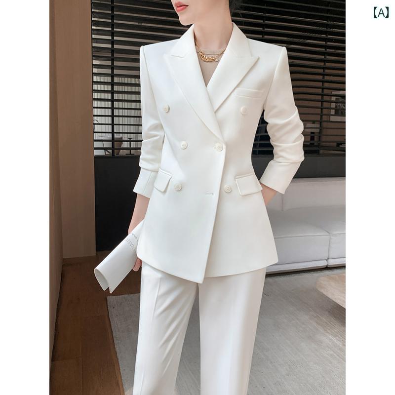 レディース ファッション おしゃれ 春夏 秋　冬 大人 上品 高級 マダム ミス ミセス プレゼント 婦人服　母 シンプル　スーツ　上品　フォーマルウェア　カジュアル　ワイド　レッグ　パンツ　白｜YKC8