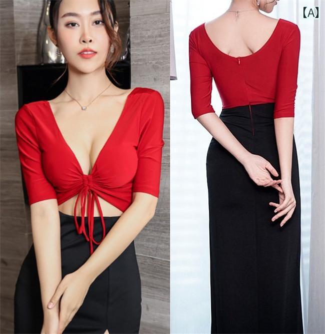 レディース ファッション おしゃれ 春夏 秋 冬 大人 上品 高級 マダム ミス ミセス プレゼント 婦人服 母 ナイトクラブ 魅惑的 深い Vの イブニングドレス エレガント 高級 ドレス バス 技術者の 夜の