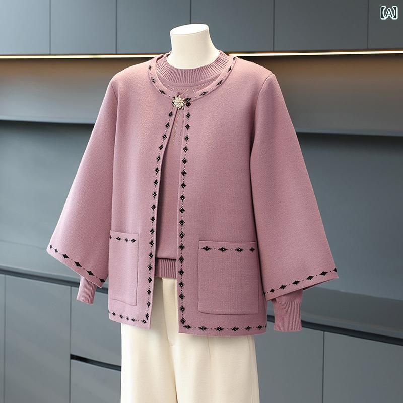 レディース ファッション おしゃれ 春夏 秋 冬 大人 上品 高級 マダム ミス ミセス プレゼント 婦人服 母 女性 母の 秋冬 ツーピース カーディガン な セーター コート スタイリッシュな ゆったり トップス