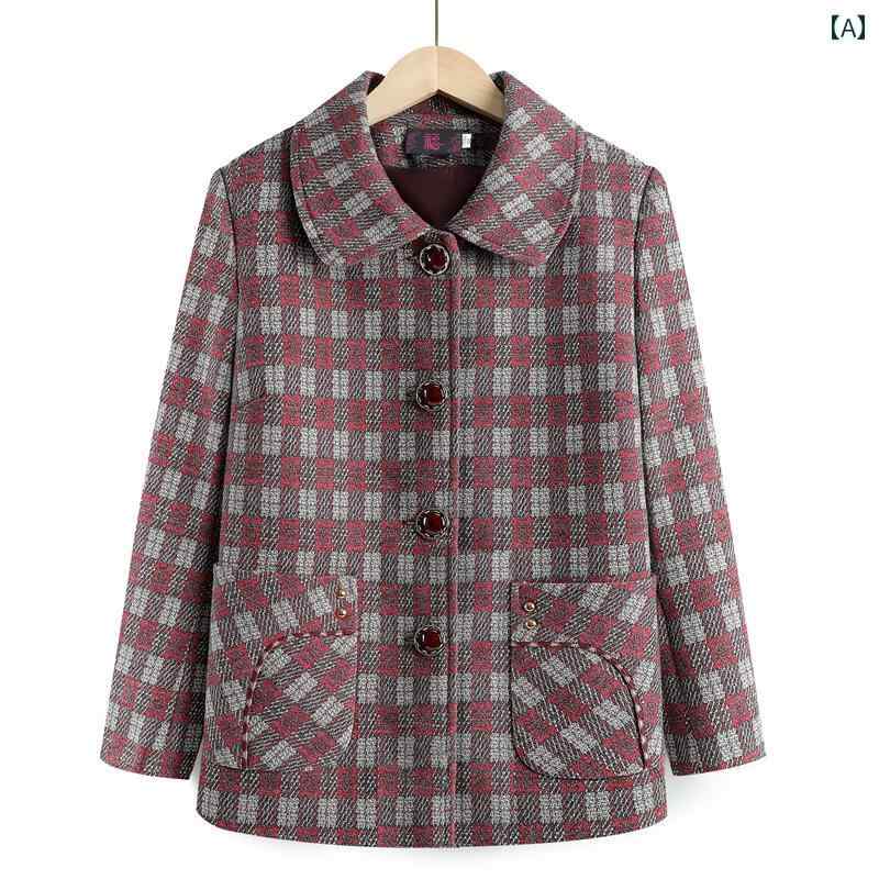 レディース ファッション おしゃれ 春夏 秋 冬 大人 上品 高級 マダム ミス ミセス プレゼント 婦人服 母 高齢者 コート チェック柄 襟 高齢 トップス 長袖 カーディガン 高齢者 上品 レトロ|YKC8