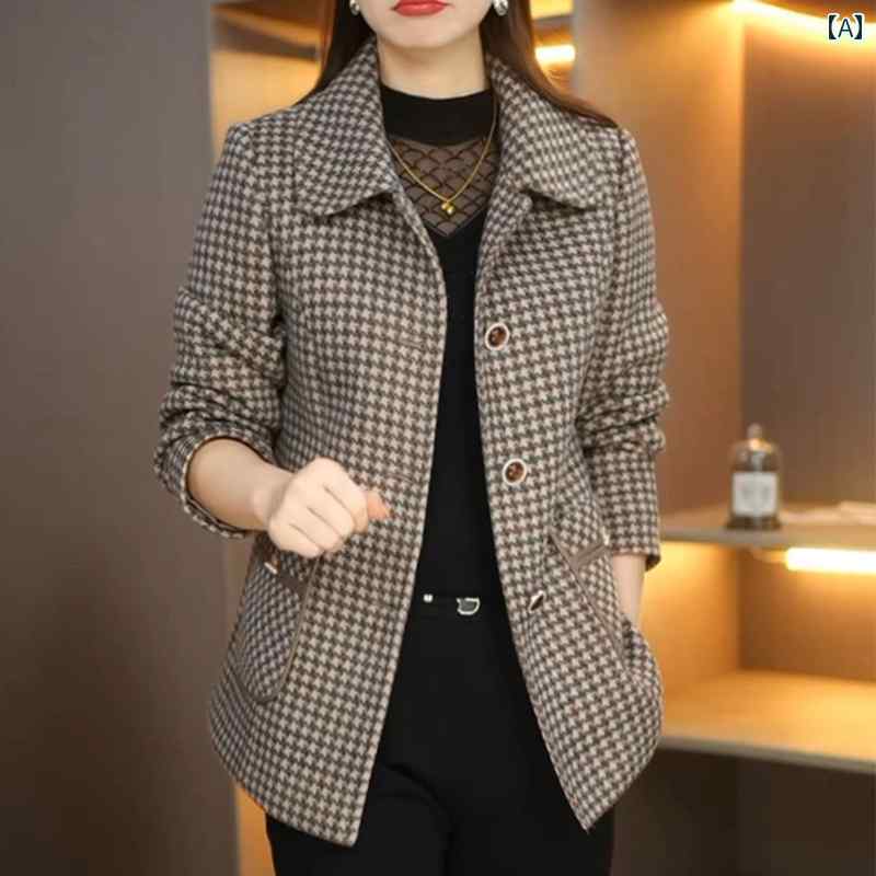 レディース ファッション おしゃれ 春夏 秋　冬 大人 上品 高級 マダム ミス ミセス プレゼント 婦人服　母 女性用 ファッション 千鳥格子 コート 2025 春秋 母の 服 年齢 小さい スーツ トップ