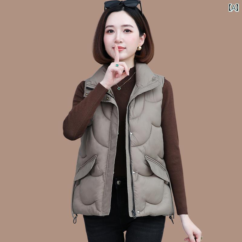 レディース ファッション おしゃれ 春夏 秋　冬 大人 上品 高級 マダム ミス ミセス プレゼント 婦人服　母 母　スタイリッシュダウン　綿　ベスト　母　多目的　暖かい