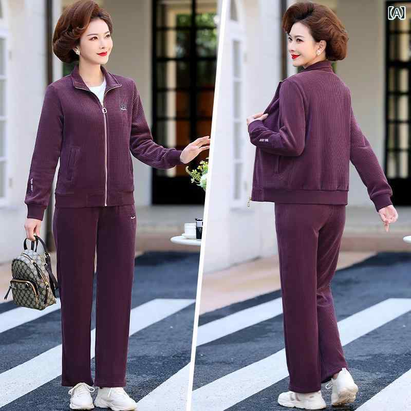 レディース ファッション おしゃれ 春夏 秋　冬 大人 上品 高級 マダム ミス ミセス プレゼント 婦人服　母 母　コート　女性コーデュロイの　スポーツウェア　カジュアル　パンツ　3点　2点　セット　スーツ 9,084円