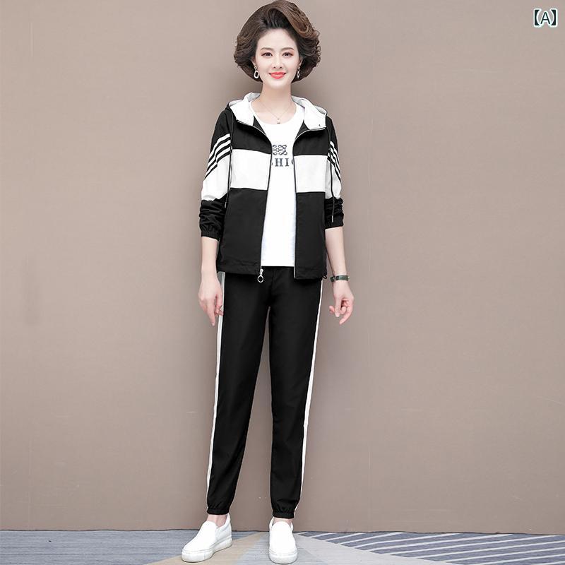 レディース ファッション おしゃれ 春夏 秋 冬 大人 上品 高級 マダム ミス ミセス プレゼント 婦人服 母 母 カジュアル スポーツウェア スーツ スリー セット|YKC8