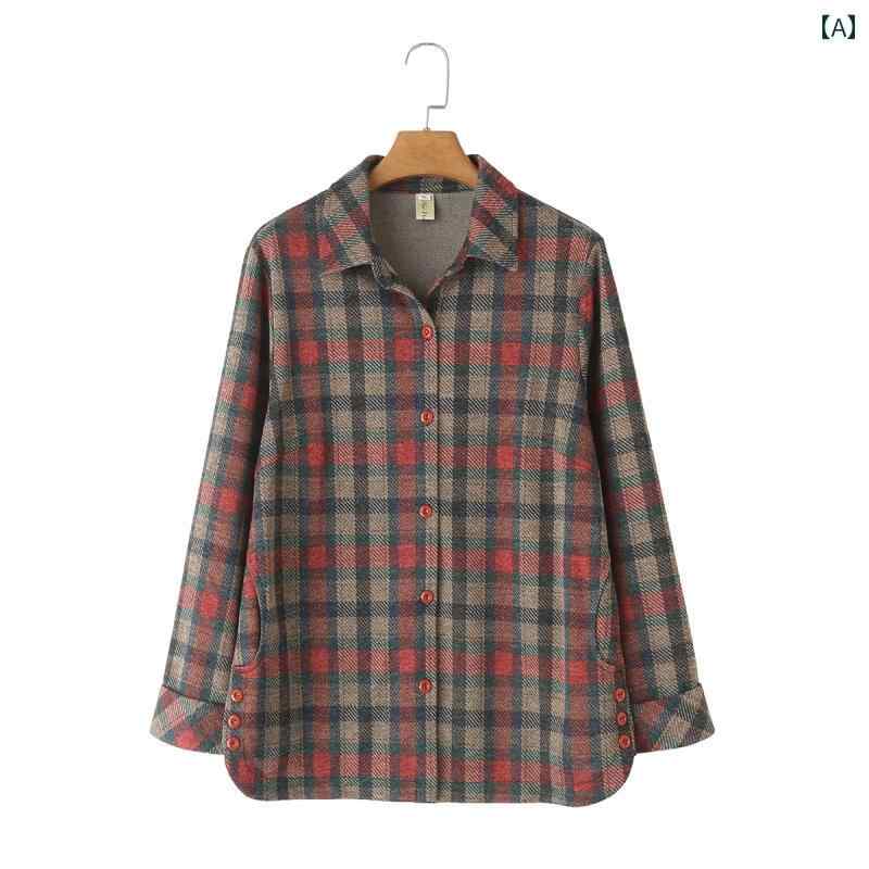 レディース ファッション おしゃれ 春夏 秋 冬 大人 上品 高級 マダム ミス ミセス プレゼント 婦人服 母 長袖 シャツ ワイドドレス スタイリッシュ カジュアル チェック柄 ジャケット|YKC8
