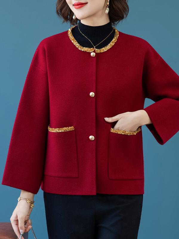 レディース ファッション おしゃれ 春夏 秋冬 大人 上品 高級 マダム ミス ミセス プレゼント 婦人服 母 ニット ジャケット ショート パーティーの トップス セット シンプル キラキラ スパンコール アウター