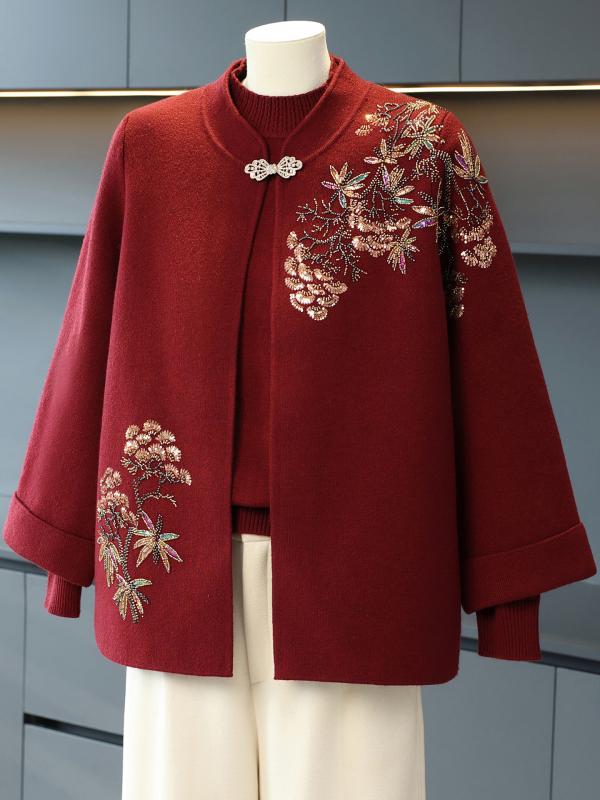 レディース ファッション おしゃれ 春夏 秋冬 大人 上品 高級 マダム ミス ミセス プレゼント 婦人服 母 コート 母 上品 セット スーツ パーティー ニット カーディガン 老人 上着 シンプル アウター 花柄 パンツ ズボン セット
