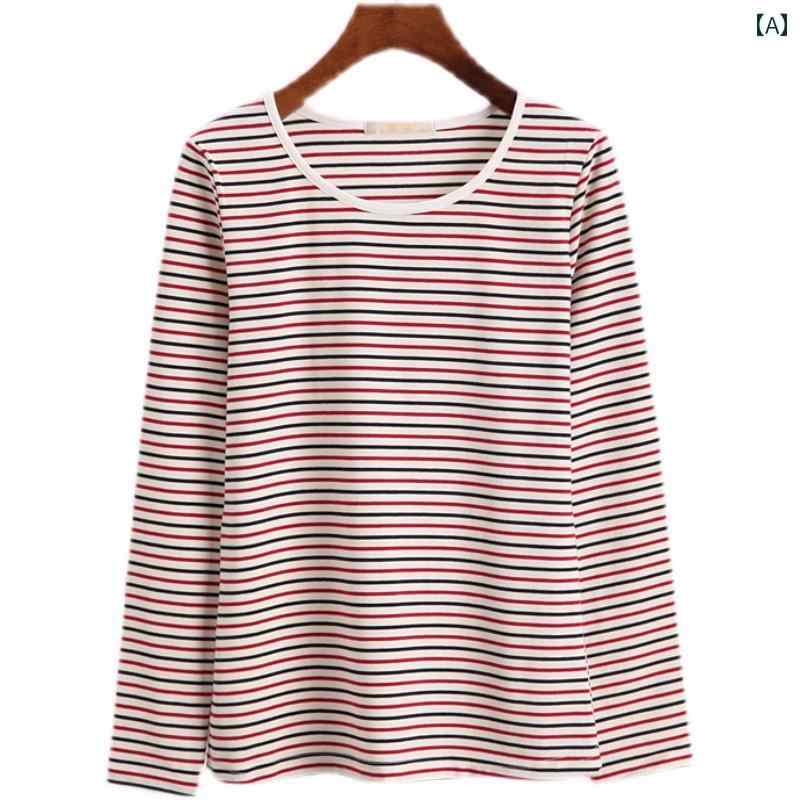 レディース ファッション おしゃれ 春夏 秋 冬 大人 上品 高級 マダム ミス ミセス プレゼント 婦人服 母 ストライプ T シャツ 長袖 高齢母 スプリング服 綿 ワイド 老人 ゆったり 高齢者|YKC8