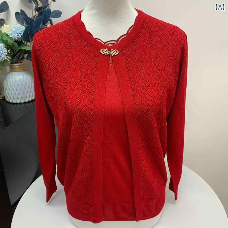 レディース ファッション おしゃれ 春夏 秋　冬 大人 上品 高級 マダム ミス ミセス プレゼント 婦人服　母 春秋服の 薄手 ニット スーツ ツーピース ゆったり 秋 トップス 女性用