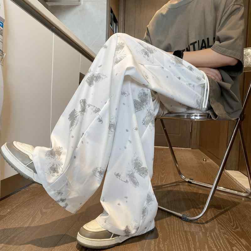 メンズ ファッション 春夏 秋冬 かっこいい オシャレ モテ 男性用 紳士服 服 韓国 シンプル 大人 アメリカン 蝶 プリント 速乾 冷感 パンツ サマー ストレート カジュアル
