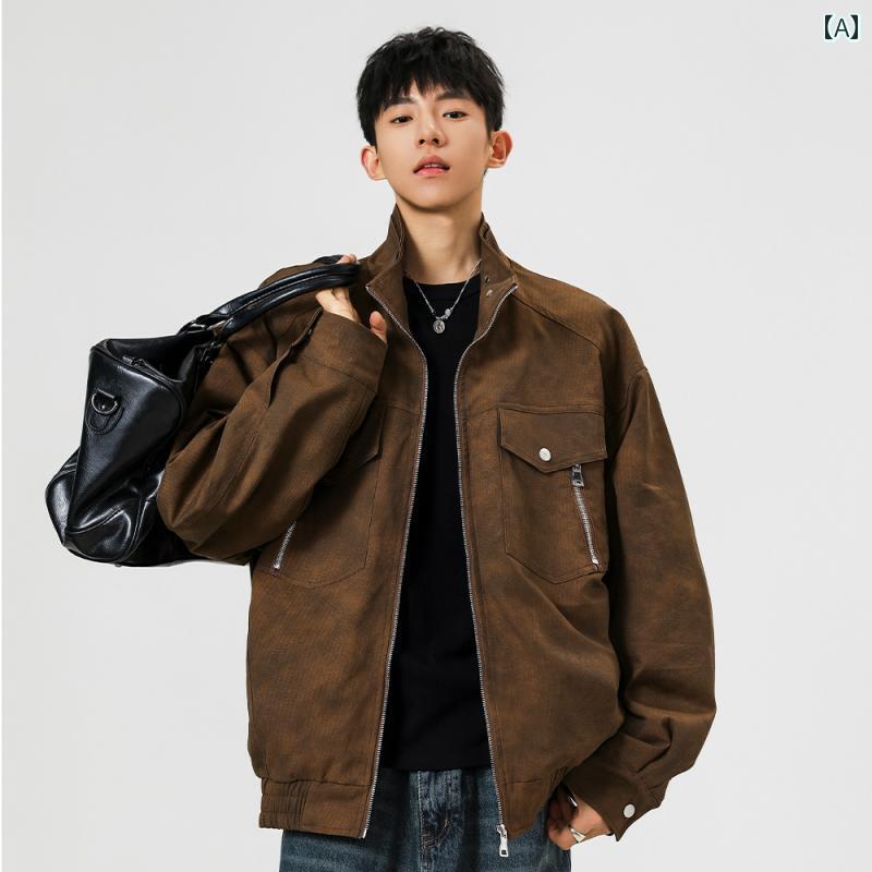 メンズ ファッション 春夏 秋冬 かっこいい オシャレ モテ 男性用 紳士服 服 韓国 シンプル 大人 アメリカン　ストリート　フライト　ジャケット　ワークウェア　ジャケット