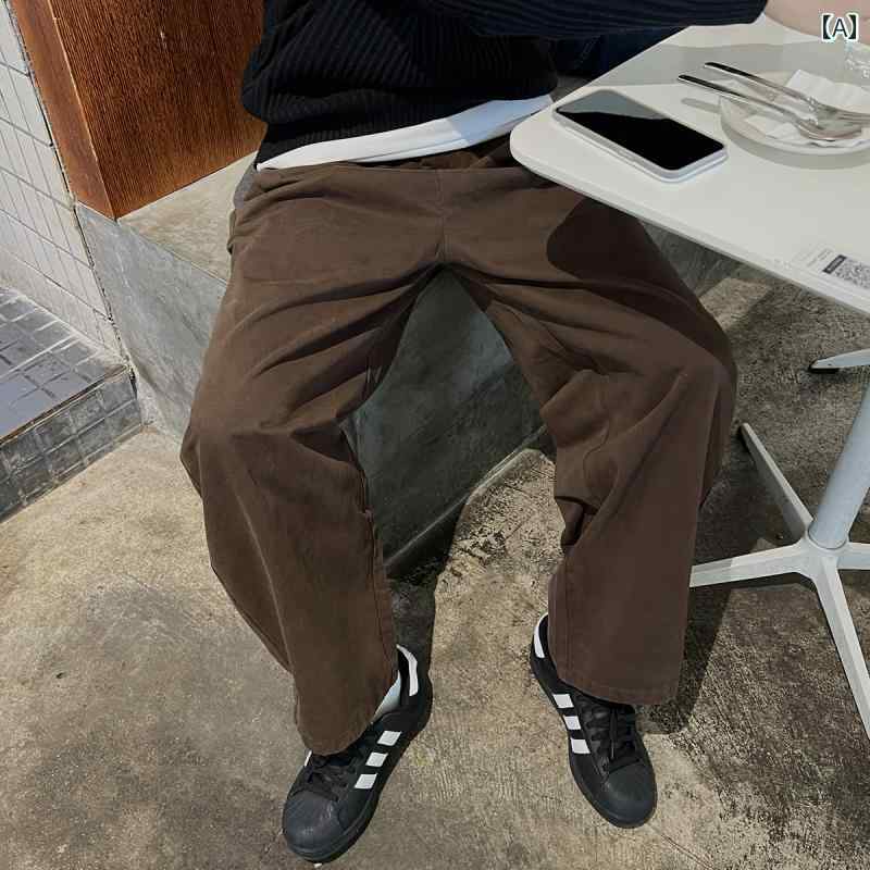 メンズ ファッション 春夏 秋冬 かっこいい オシャレ モテ 男性用 紳士服 服 韓国 シンプル 大人 アメリカン レトロ ウォッシュ ストレート レッグ パンツ 快適 ブラウン パンツ|YKC8