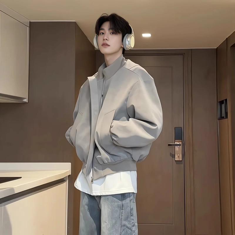 メンズ ファッション 春夏 秋冬 かっこいい オシャレ モテ 男性用 紳士服 服 韓国 シンプル 大人 マット タイダイ柄 染め ダーティー レザージャケット ショート 丈 アメリカン フライト レトロ スタンドカラー ベースボール ジャケット｜YKC8