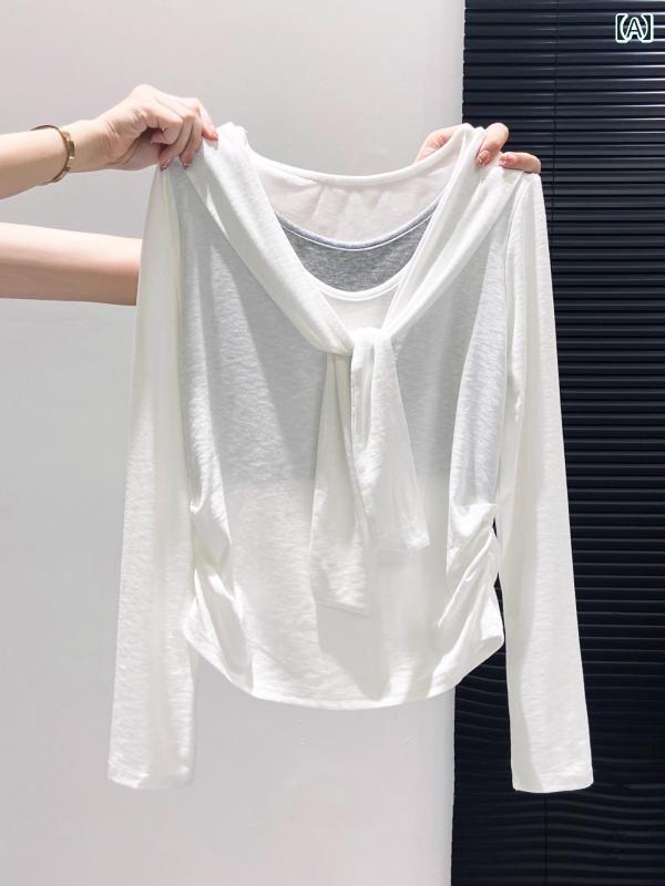 レディース ファッション おしゃれ 春 夏 秋 冬 大人 上品 高級 マダム ミス ミセス プレゼント 婦人 母 セット 長袖 T シャツ アウター シンプル ウエスト レイヤー トップス|YKC8