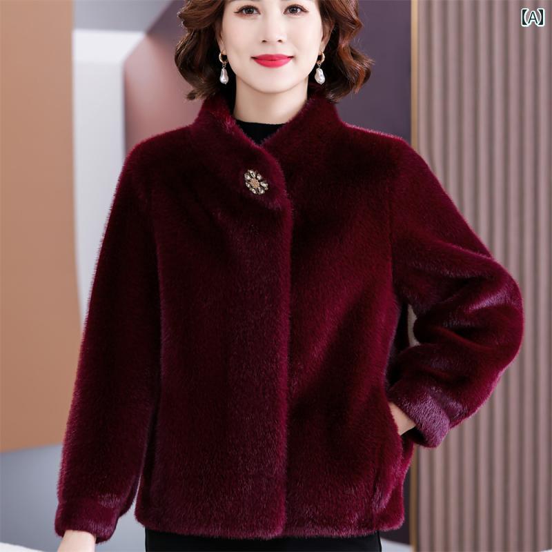 レディース 流行り物 春夏 秋冬 可愛らしい オシャレ 御っ母さん 遊撃手 無償性 立ちふさがる 羊毛 厚地の外套  毛革厚地の外套