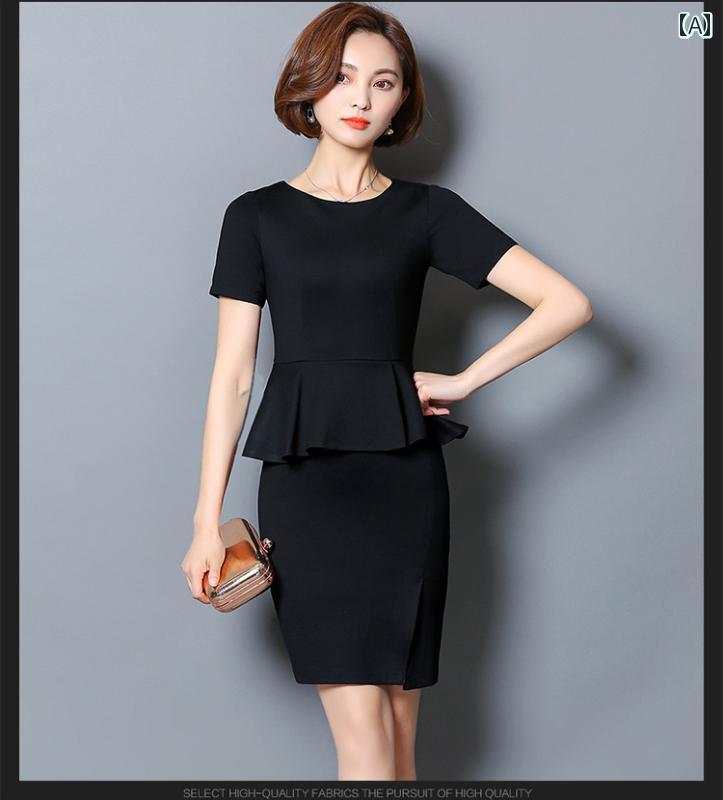 レディース ファッション 春夏 秋冬 かわいい オシャレ プロ スリム 美容院フリル ツーピース ジャンプ スーツ|YKC8
