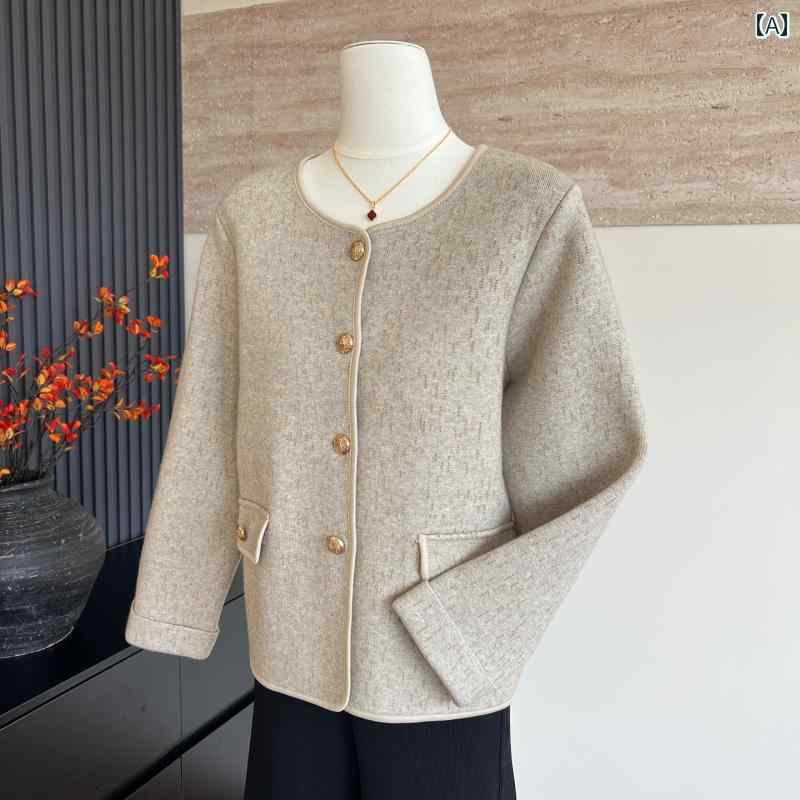 レディース ファッション 春夏 秋冬 かわいい オシャレ ママ　ラウンドネック　長袖　カーディガン　　トップス　コート