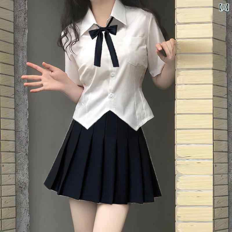 レディース ファッション 春夏 秋冬 かわいい オシャレ ウエスト　白　シャツ　女子　半袖　シャツ　プリーツスカート　スーツ　JKカレッジトップ｜YKC8 28,636円