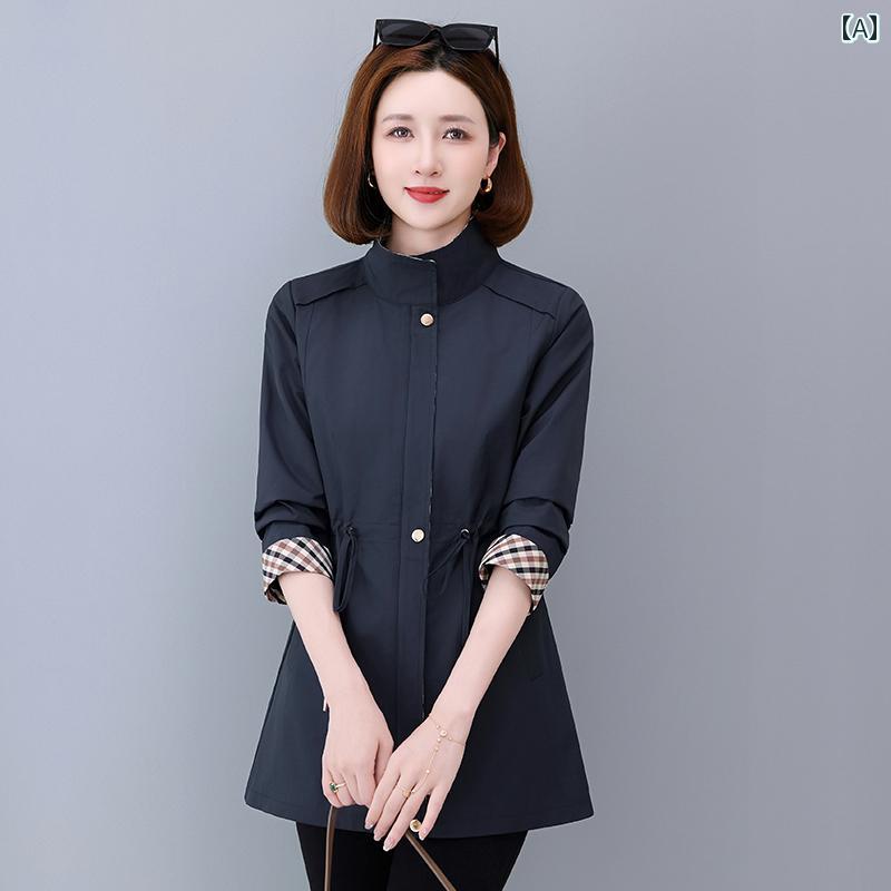 レディース 流行り物 春夏 秋冬 可愛らしい オシャレ 韓国 御っ母さん 大きめ 大きさ 心地好い 厚地の外套 上衣トレンチコート