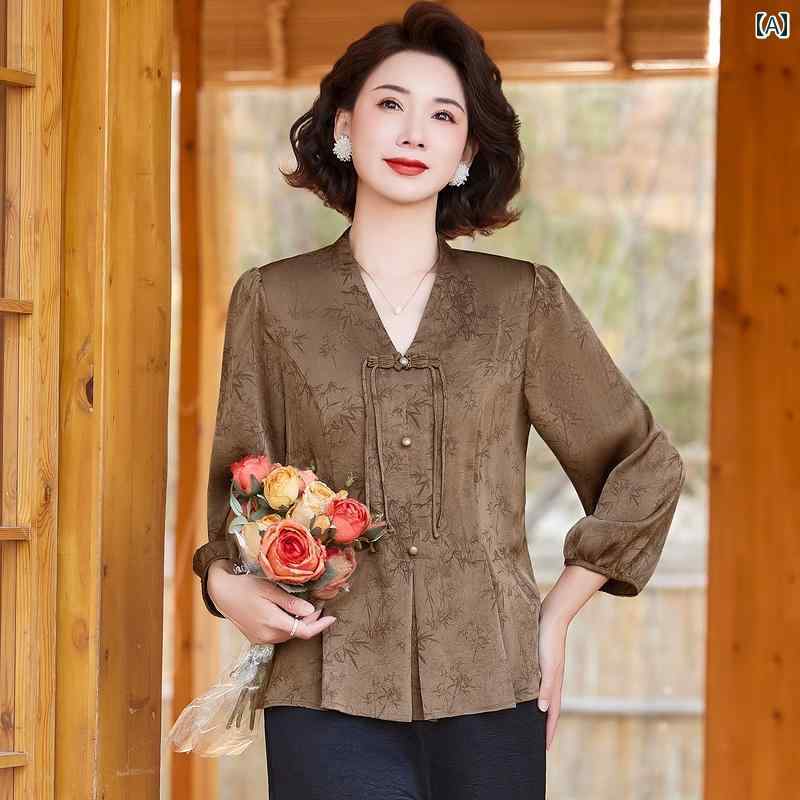 レディース ファッション 春夏 秋冬 かわいい オシャレ 韓国 お母さん　スタイリッシュ　　トップス　大きめ　サイズ　七分袖　シャツ