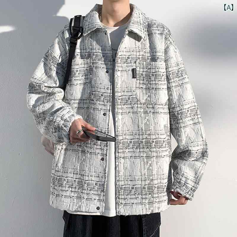 メンズ ファッション 春夏 秋冬 かっこいい オシャレ モテ 男性用 紳士服 服 韓国 シンプル 大人 チェック柄　ジャケット　大きめ　サイズ　ゆったり　スタイリッシュ　高級　フード　コート｜YKC8
