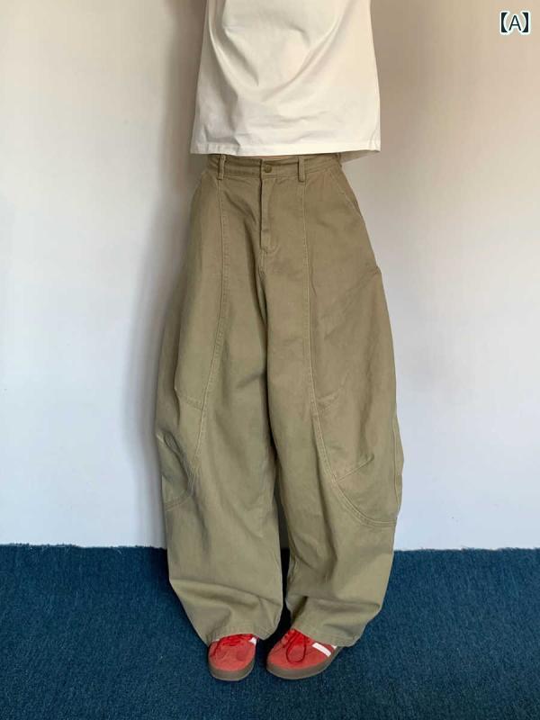 メンズ ファッション 春夏 秋冬 かっこいい オシャレ モテ 男性用 紳士服 服 韓国 シンプル 大人 アメリカン　レトロ　ウォッシュ　シルエット　フロア　レングス　カーブド　パンツ　スタイリッシュ　ゆったり　ワイド　レッグ　カーゴパンツ 5,641円