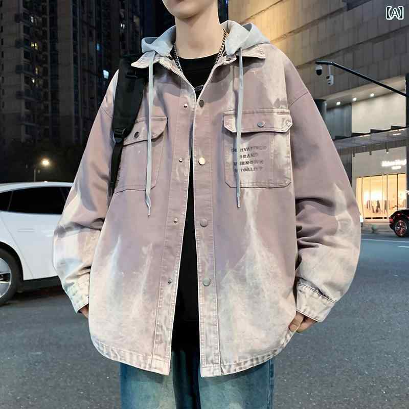 メンズ ファッション 春夏 秋冬 かっこいい オシャレ モテ 男性用 紳士服 服 韓国 シンプル 大人 メンズグラデーション デニム ジャケット アメリカン ワークウェアフィット ティーンエイジャー トップ|YKC8