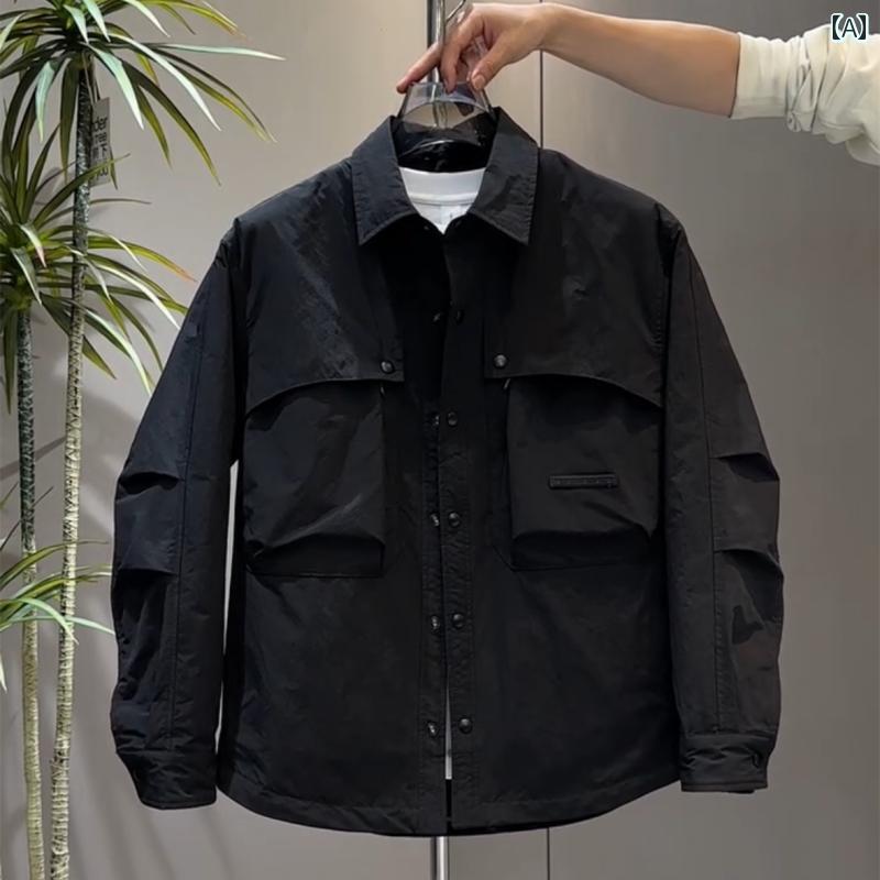 メンズ ファッション 春夏 秋冬 かっこいい オシャレ モテ 男性用 紳士服 服 韓国 シンプル 大人 メンズ ワークウェア キルティングジャケット シャツ 快適 ジャケット