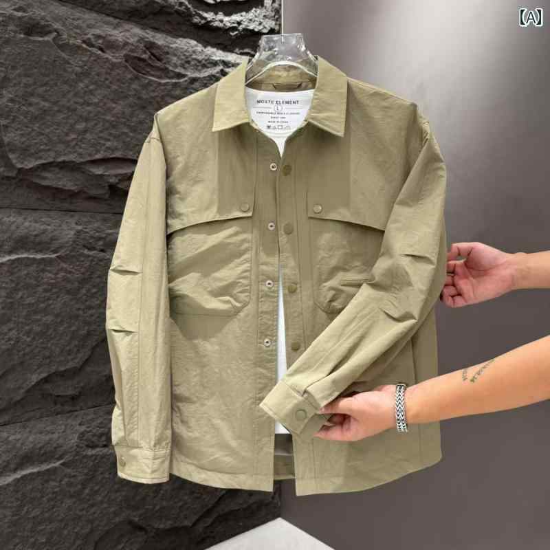 メンズ ファッション 春夏 秋冬 かっこいい オシャレ モテ 男性用 紳士服 服 韓国 シンプル 大人 シンプル ジャケット メンズ マルチ ポケットフィット 快適 無地 シャツ トップス