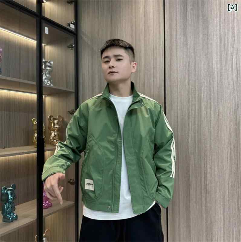 メンズ ファッション 春夏 秋冬 かっこいい オシャレ モテ 男性用 紳士服 服 韓国 シンプル 大人 ストライプ スタンドカラー ジャケット メンズ アウトドア ワークウェア フィット 快適 カップル カジュアル トップス アウター