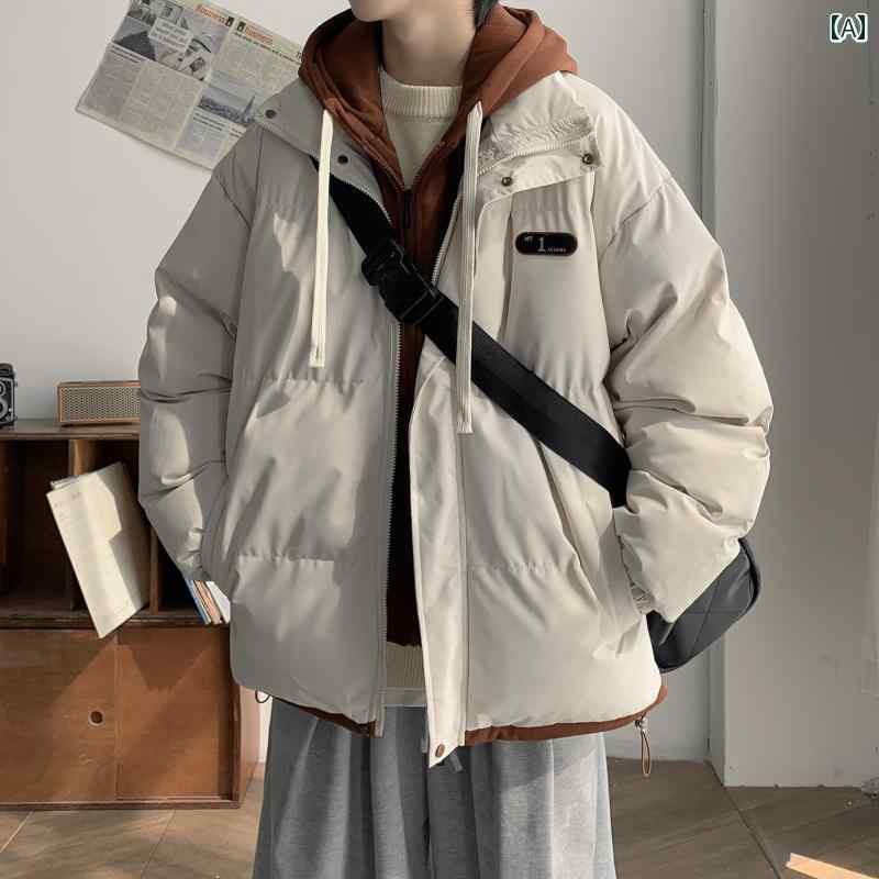 メンズ ファッション 春夏 秋冬 かっこいい オシャレ モテ 男性用 紳士服 服 韓国 シンプル 大人 メンズ ツーピース 綿 ジャケット フィット カジュアル 厚手 暖かい フード 綿 コート