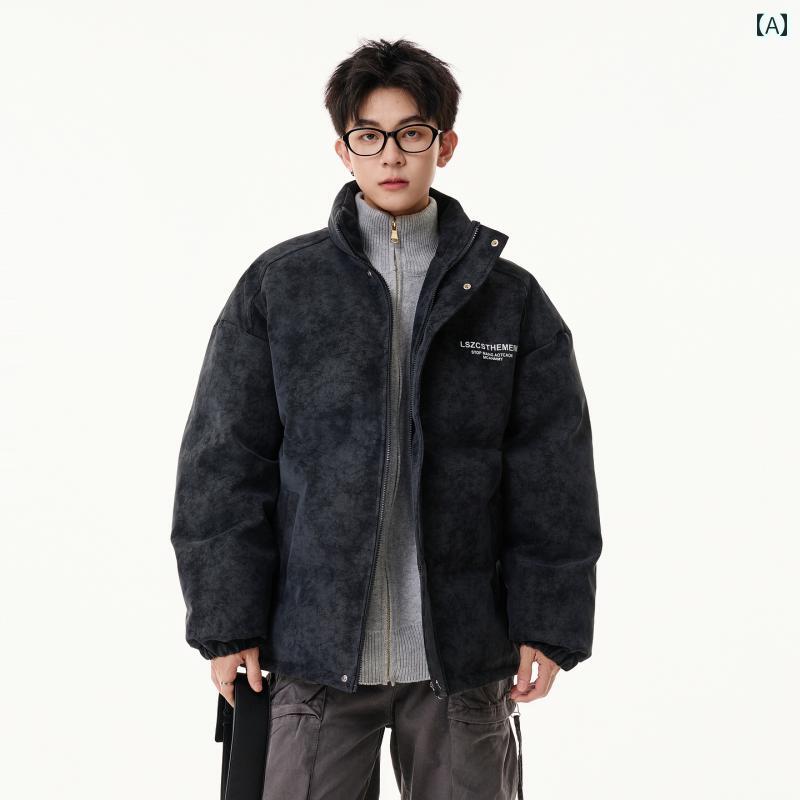 メンズ ファッション 春夏 秋冬 かっこいい オシャレ モテ 男性用 紳士服 服 韓国 シンプル 大人 アメリカン 厚手 スタンドカラー PU レザー 防中綿 ジャケット 男女兼カップル 暖かい中綿 コート｜YKC8