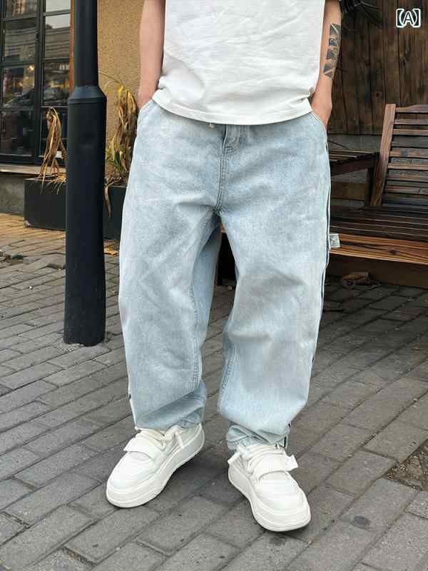 メンズ ファッション 春夏 秋冬 かっこいい オシャレ モテ 男性用 紳士服 服 韓国 シンプル 大人 メンズカジュアル カラー ポケット ウォッシュ ジーンズ ロング パンツ フィット|YKC8