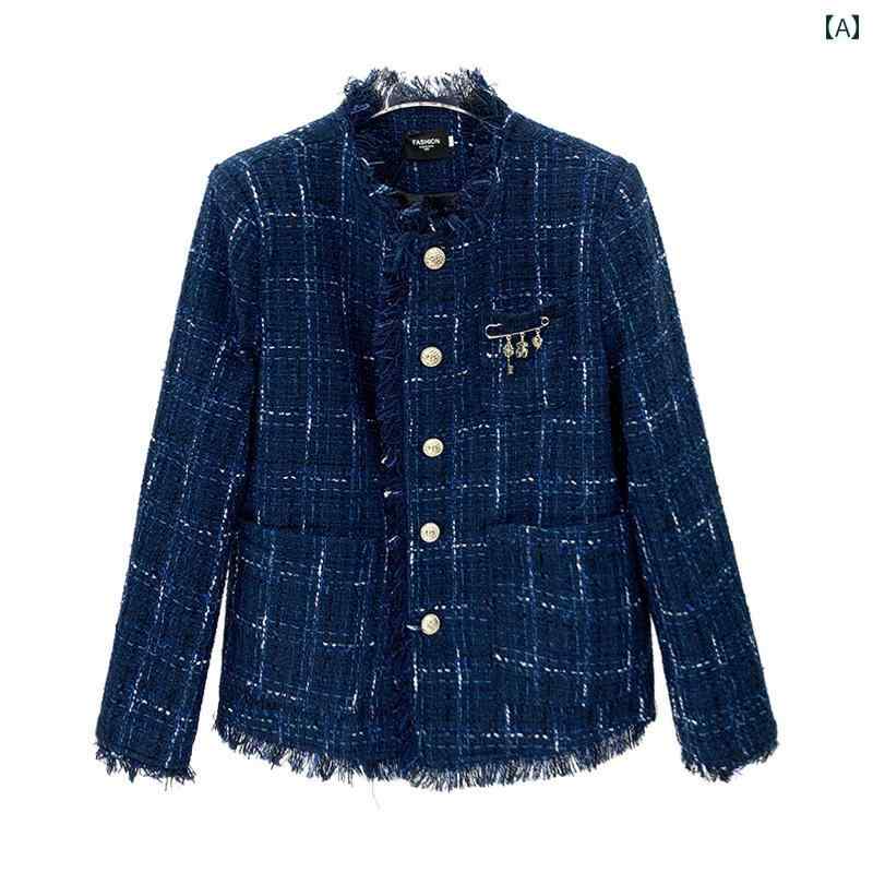 メンズ ファッション 春夏 秋冬 かっこいい オシャレ モテ 男性用 紳士服 服 韓国 シンプル 大人 ブルーチェック柄 コート メンズトップス エレガントロー エッジショート ジャケット